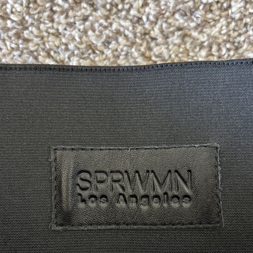 SPRWMN Luxury 100% Leather Crop Micro Flare Pants High Rise Size L - Picture 3 of 16